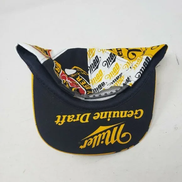 Vintage MGD Miller Loud Bright Yellow Black Mens OS Snapback Hat Cap Beer USA
